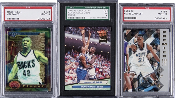 1990s Assorted Brands Stars and Hall of Famers Graded Trio (3 Different) Including Garnett and ONeal
